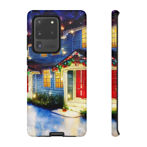 Festive Christmas Decorations on a Row of Townhomes - Impact Resistant Phone Case Samsung Galaxy S20 Ultra Matte